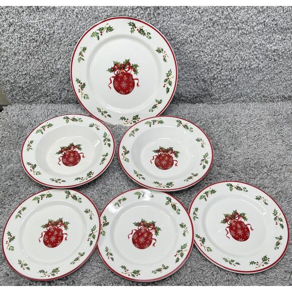 Christmas Dishes Christopher Radko Traditions Holiday Celebrations 6 Piece Set - Picture 1 of 10